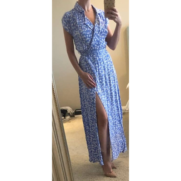 Free People So Fetch Wrap Slit  Ditsy Floral Midi Maxi Dress Size 0 - Picture 2 of 9